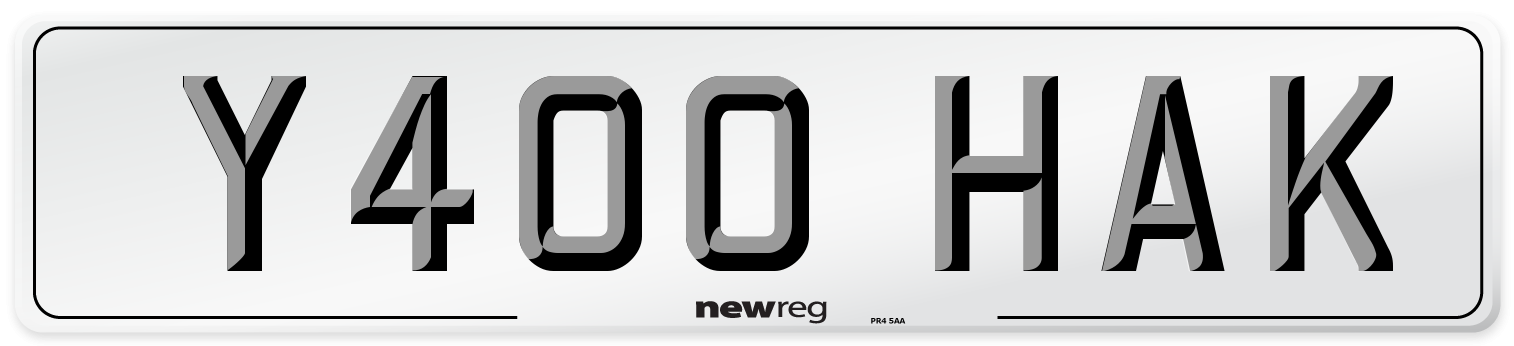 Y400 HAK Number Plate from New Reg